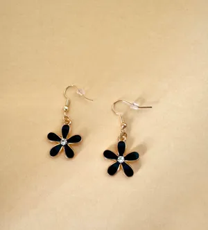 Black Flower Earrings thumbnail 2