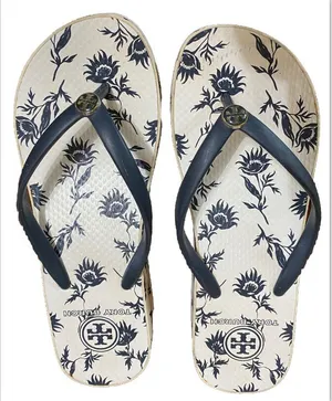 Tory Burch white & navy Floral Wedge Flip Flops size 7.5 thumbnail 1