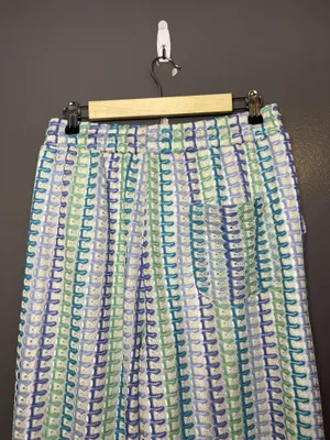 MUSERO Pants Womens Large Multicolor Crochet Wide Leg Ankle Elastic Waist thumbnail 8