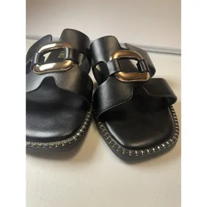 Jason Wu Women's Black Leather Slide Sandals Buckle Slip-On US 7.5 thumbnail 3