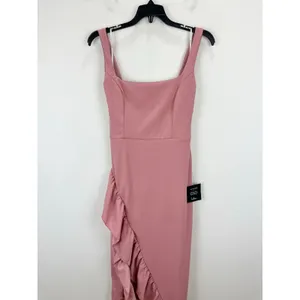 Lulus Immaculate Excellence Pink Sleeveless Ruffled Tulip Maxi Dress Medium NWT thumbnail 6