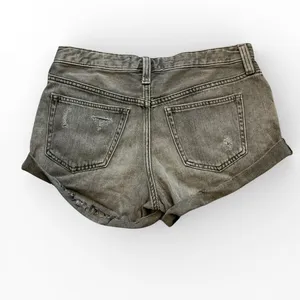 We The Free People Distressed Mini Denim Shorts Washed Black Button Fly Size‎ 26 thumbnail 2