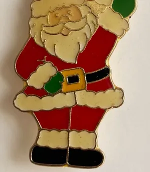 Cloisonne Style Enameled Christmas Holiday Santa Lapel Pin - Vintage thumbnail 1