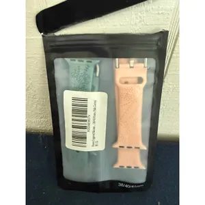 2 Pack Flower Engraved Silicone Apple Watch Bands 38/40/41mm Pink Cactus Floral thumbnail 3