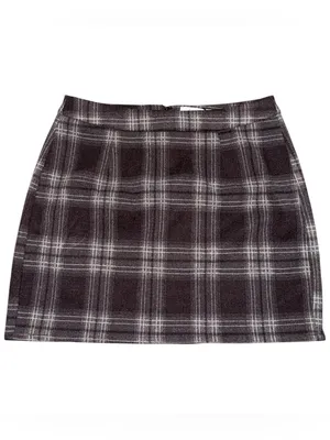 Plaid Tweed Mini Skirt NWT Khaki Brown Sz Small Preppy Academia Chic thumbnail 2