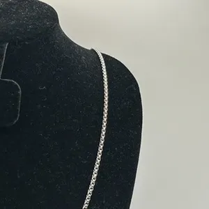 Mens Real Silver Box Chain 22 Inch Plated Stainless Steel Waterproof New thumbnail 3
