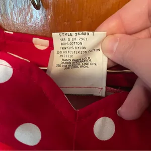 Vintage 80s/90s Red & White polka dot off the shoulder A line dress Byer Too! 5 thumbnail 5