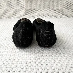 Tory Burch Black Gold Tweed Fabric Caroline Classic Reva Ballet Flats Shoes 6.5 thumbnail 7