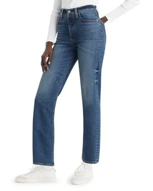 Levi's Ribcage Straight Ankle Jeans Medium Wash Super High Rise Women's 26 x 27‎ thumbnail 1