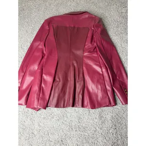JLUXLABEL Burgundy Faux Leather Single Button Blazer Jacket NWT Burgundy Wine thumbnail 3