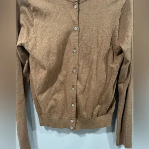 JCREW Cotton Brown Sweater with Rhinestone buttons thumbnail 3