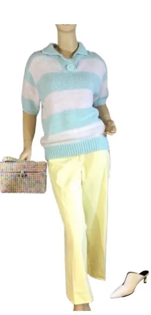 Vintage 1980'S Jason Maxwell Blue And White Striped Sweater (L) thumbnail 1