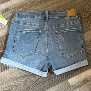Aeropostale Women's Blue Denim High Rise Midi Shorts 3” thumbnail 4