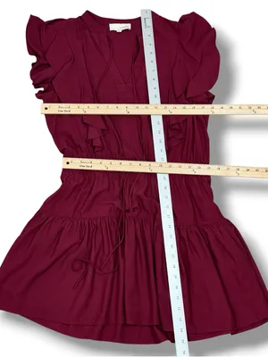 Pinch Isla Flutter Sleeve Tiered Mini Dress Burgundy Maroon Red Medium thumbnail 11