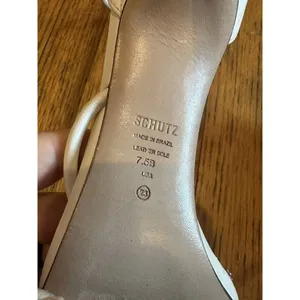 SCHUTZ Gaiah Ankle Strap Sandals in White Leather Size 7.5 EUC thumbnail 10