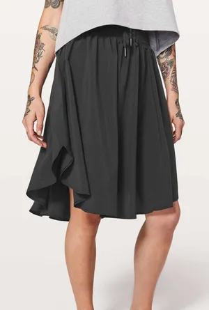 Lululemon Black The Everyday Asymmetric Skirt Minimalist Flowy Lounge Athleisure thumbnail 1