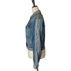 American‎ Eagle Outfitters Jacket Women XS Blue Denim Star Sleeve Jean Retro NWT thumbnail 4