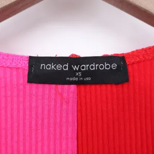 Naked Wardrobe Pink Red Colorblock Ribbed Racerback Midi Dress XS thumbnail 4