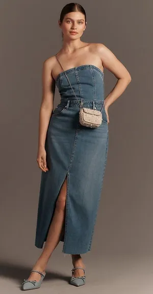 Pilcro The Madi Front-Slit Denim Dress thumbnail 1