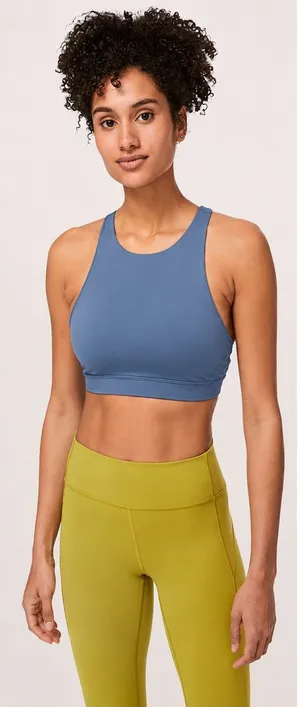 Lululemon Energy Bra High Neck Strappy Back Dusty Blue Size 4 thumbnail 1