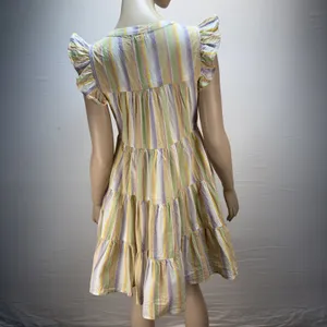 Roller Rabbit Darrell‎ Stripe Pippa Dress Size XS Pastel Cotton Tiered Mini thumbnail 5