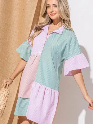 Andthewhy Pin Stripe Color Block Dress size small thumbnail 1