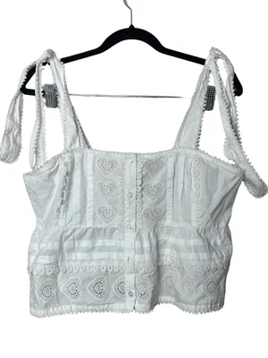 Forever That Girl Anthropologie Heart Lace Babydoll Blouse Medium thumbnail 2