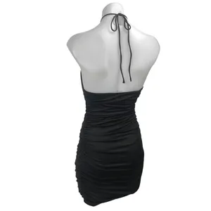 Princess Polly Black Sleeveless Halter Tie Ruched Cutout Mini Bodycon Dress Sz 4 thumbnail 2