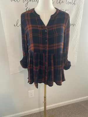 Altar'd State Navy & Copper Babydoll Top thumbnail 5