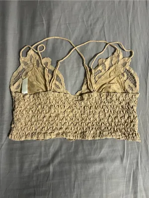 Free People Cream Floral Lace Bralette Size L thumbnail 2