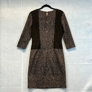 ANTONIO MELANI Dress Size 6 Black Brown‎ Sparkle Leopard Print 3/4 Sleeve V Neck thumbnail 9