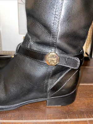 Tory Burch Brita Black Leather Tall Riding Boots Size 6M EUC thumbnail 8