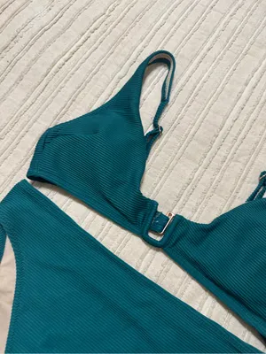 Shade & Shore dark green ribbed bikini set thumbnail 2
