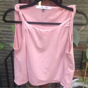 Reformation Rare By Nadia Aboulhosn 2016 Baby Pink Bodycon Crop Top & Lace Up Skirt Set 3X thumbnail 5