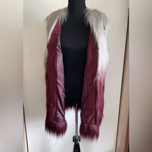 Lisa Rinna Collection Faux Fur Ombré Vest Size Medium. Silver/ maroon thumbnail 7