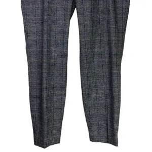 ZARA Gingham Straight Leg Ankle Crop Flat Front Mid Rise 6 Trouser Pants Brown thumbnail 7