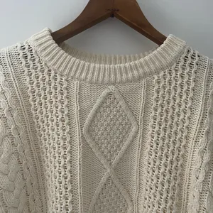Madewell Oversized Cable Knit Sweater L Cream Ivory Fisherman Preppy Cotton thumbnail 4