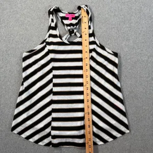 Betsey Johnson Striped Racerback Tank Top Women's Small Black/White Gold Metalli thumbnail 5