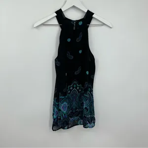 Vintage Y2K Black Paisley Embellished Halter Tank Top Size Small Whimsical Fairy thumbnail 2