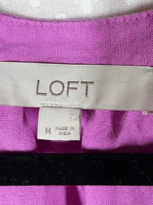 Loft Pink Linen Blend Long‎ Puff Sleeve Dress thumbnail 3