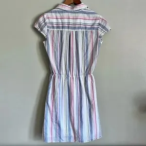 J.Crew Mercantile Rainbow Seersucker Collared Tie Front Dress Size XXS thumbnail 7