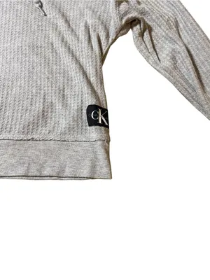 Calvin Klein Performance Womens Grey Waffle Knit Cropped Hoodie size Large thumbnail 3