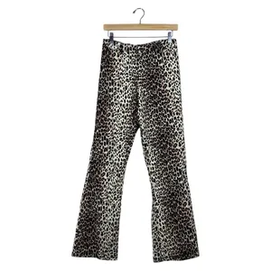 Motel Zoven Flare Pants Tan Brown Leopard Print Indie Sleaze High Rise Size S thumbnail 2
