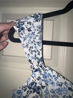 Francesca's Collections White and Blue Floral Midi Dress thumbnail 2