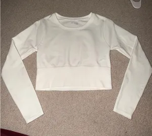 OFFLINE by Aerie Long Sleeve Cropped White thumbnail 1