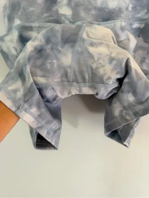 aerie Tie-Dye High-Rise Athletic Shorts - Blue/white large thumbnail 4