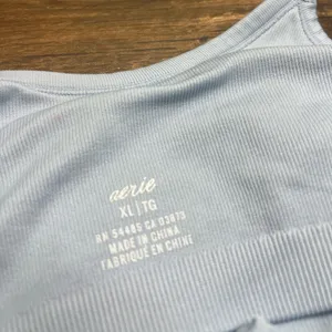 Aerie Ribbed Lace Trim Shelf Bra Crop Tank Baby Blue XL Adjustable Straps thumbnail 3