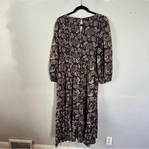 Cleobella Carly Paisley Dress Smocked Pockets XL Avalon Black thumbnail 6