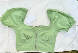 Kiwi Puffer Sleeve Top Green Size L thumbnail 3