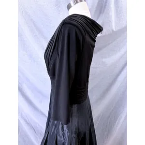 Vintage Tadashi Black Deep V Surplice‎ Silk Skirt Midi Dress 12 Y2K Formal thumbnail 2